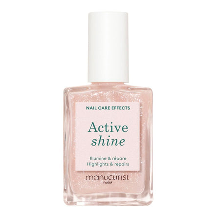 Manucurist Active Shine™ Highlighter Treatment Polish For Nails - No Lamp - Vegan & Made in France Ultra-Shiny 2 in 1 Nude Nail Strengthener & Highlighter - Plant-Based Ingredients