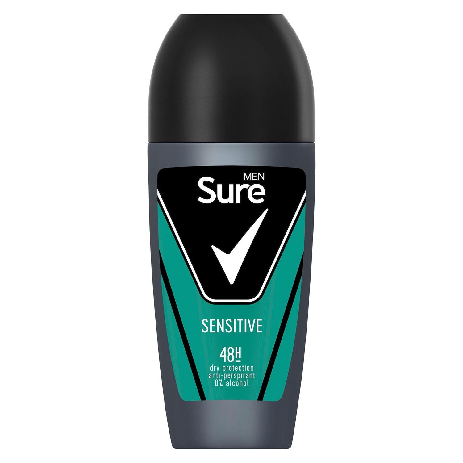Sure Antiperspirant Roll On Sensitive 48H Sweat and Odour Protection Roll On with Sandalwood, Patchouli and Vanilla Fragrance Deodorant for Men, 50ml Pack of 6