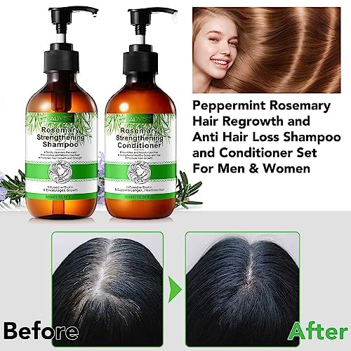 Rosemary Shampoo and Conditioner Set, Hair Growth Rosemary Shampoo and Conditioner Against Hair Loss, Nourishes Scalp, Biotin rosemary oil Hair Thickening Products for Women and Men, Sulfate Free