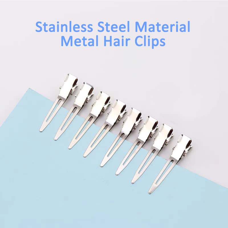 50 Pcs Metal Duck Billed Hair Clips for Women Styling Sectioning, Gingbiss 1.8" Silver Hairdressing Single Prong Curl Clips with Storge Box, Alligator Clips Hair Pins for Hair Salon, Barber, DIY