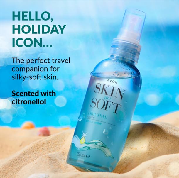 2 x Avon Standard Skin So Soft Dry Oil Spray 150ml, Formulated with Jojoba Oil and Vitamin E to Lock in Moisture, 2 x 150ml