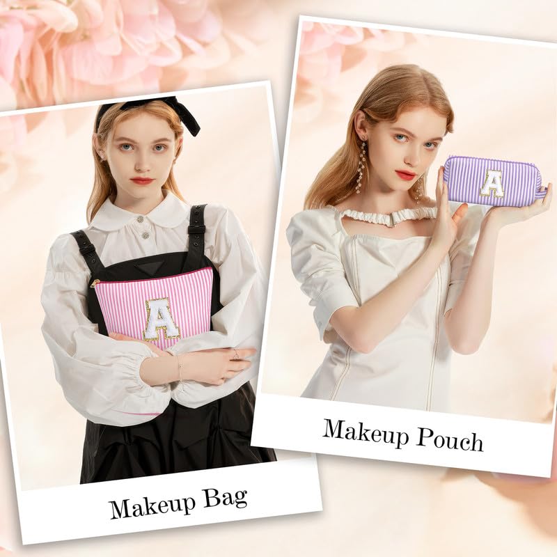 SEFORICO Personalized Make Up Bag - Birthday Gifts for Women Large Capacity A-Z Cosmetic Bags 2 Pack Makeup Bag Women's Portable Toiletry Bag