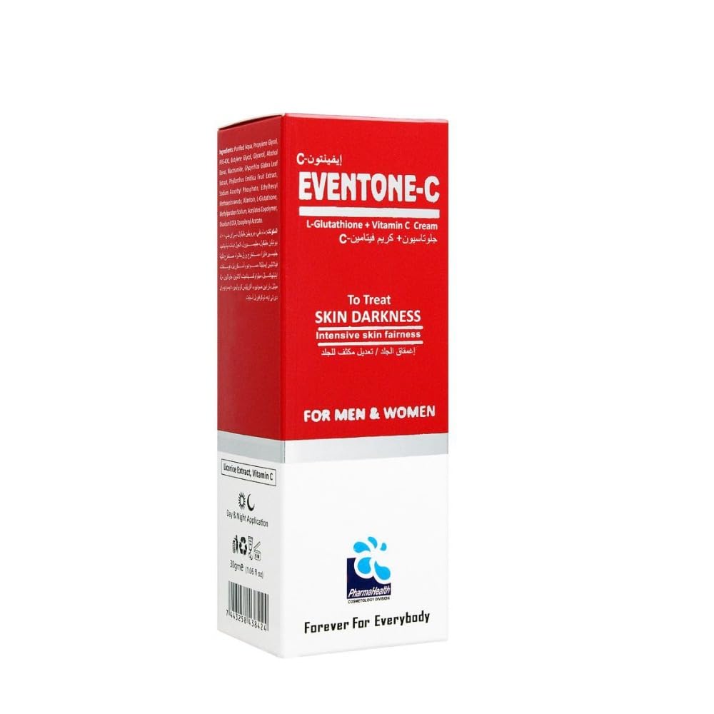 Pharmahealth Eventone-C L-Glutathione & Vitamin C Face Cream – Hydrating & Brightening Moisturizer for Uneven Skin Tone, Anti-Aging, Wrinkle Care – For Men & Women