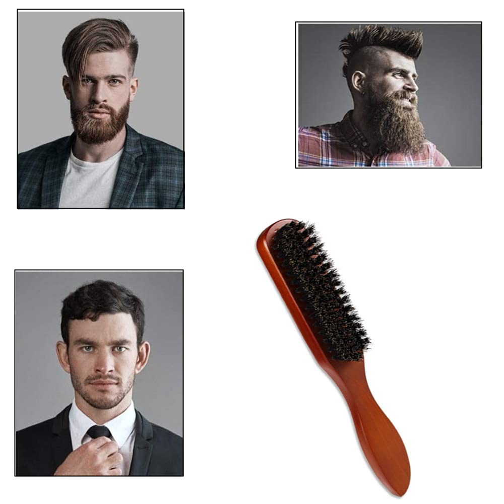 1 Piece Hair Brush Bristle Hair Brush Beech comb with Beech Handle Used for Men with Thin or Thick Hair Styling Beard Brush