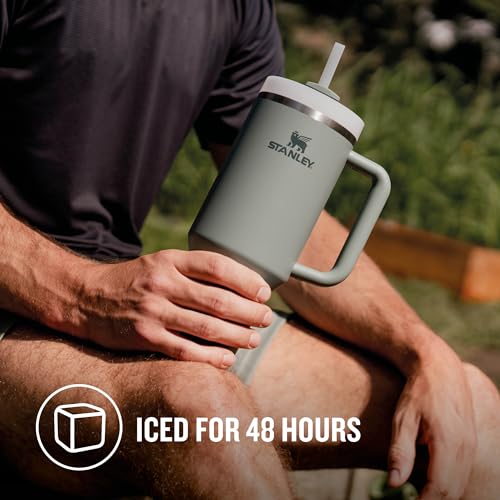 STANLEY Quencher H2.0 FlowState Tumbler 1.2L - Cold for 11 Hours - Iced for 48 Hours - Cup with Straw, Handle and Lid - Dishwasher Safe - Travel Mug for Cold or Hot Drinks - Shale