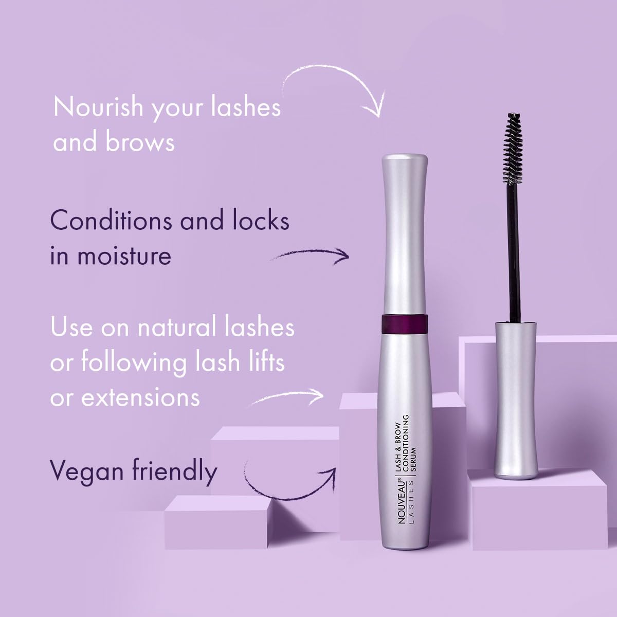 Nouveau Lashes Lash & Brow Conditioning Serum, Suitable for Use on Lash Extensions, Contains Powerful Antioxidants and Multi Vitamin Complex, Vegan, 8 ml