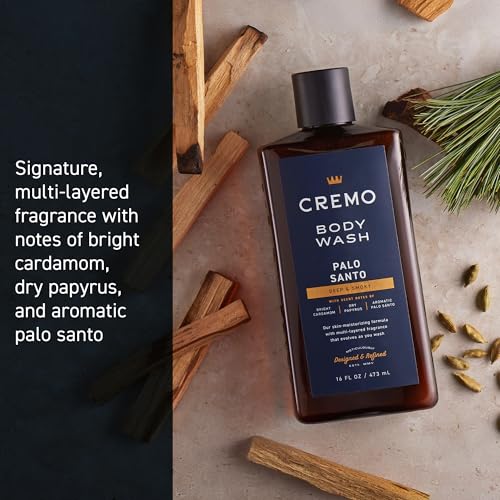 Cremo Body Wash Men, Notes of Bright Cardamom, Dry Papyrus and Aromatic Palo Santo, 16 Fl Oz