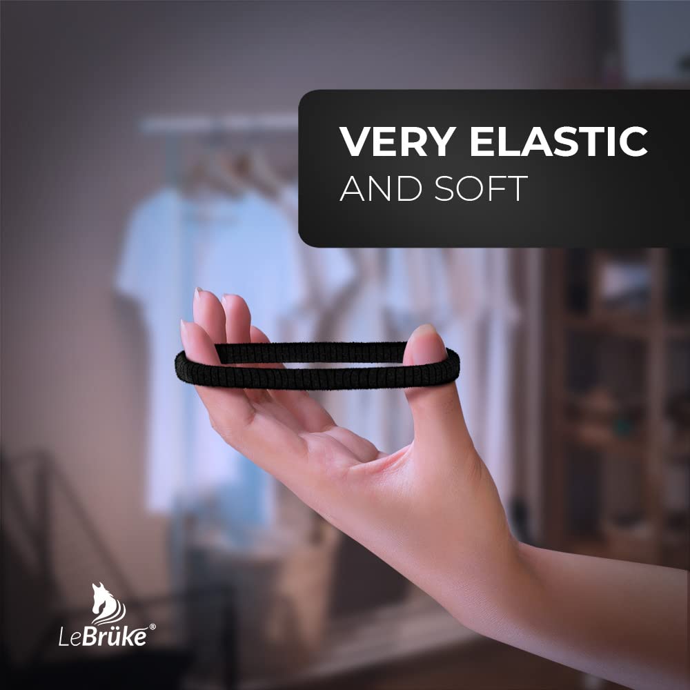 Lebrüke® 50 Hair Bobbles Black – Premium Elastic Bands Hair Bands – Elastic and Cotton – Elastic Bands for Women and Girls Bun – Hair Band Ponytail Rubber