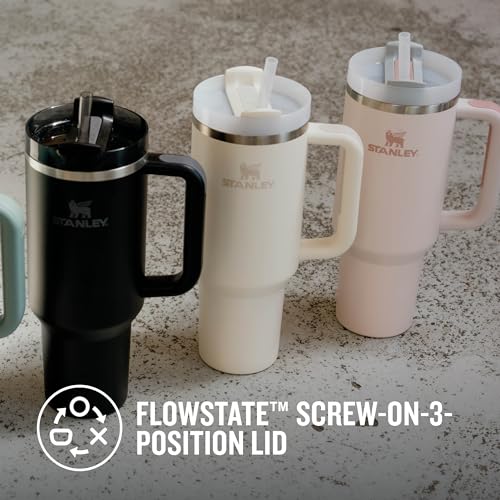 STANLEY Quencher H2.0 FlowState Tumbler 1.2L - Cold for 11 Hours - Iced for 48 Hours - Cup with Straw, Handle and Lid - Dishwasher Safe - Travel Mug for Cold or Hot Drinks - Cream Tonal