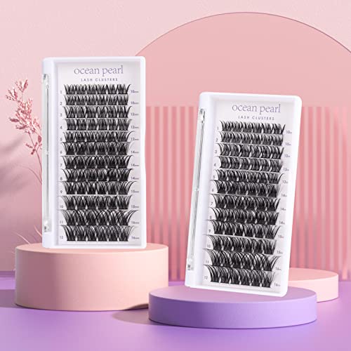 Cluster Lashes 72 Clusters Individual Lashes DIY Lash Extensions 10-16mm Length Reusable Soft Natural False Eyelashes Super Thin Band Wide Stem Eyelash Extensions for Makeup at Home
