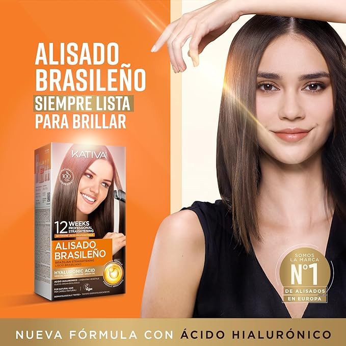 Kativa Brazilian Straightening Kit - Professional Keratin Treatment at Home - Up to 12 Weeks Lasting - Formalin Free - Easy to Apply