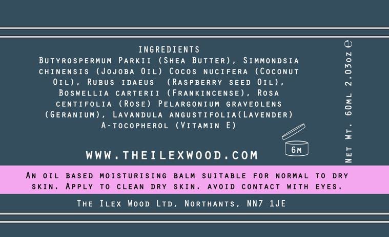 The Ilex Wood - Rose and Frankincense Face Cream - 100% Natural, Vegan, Moisturising, Anti Ageing, Wrinkle and Line Reducing Ingredients - 60ml (2.03 fl oz)