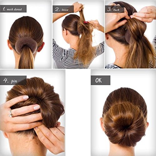 ClothoBeauty Extra Large Ring Style Bun Shaper for Thick and Long Hair, Women's Chignon Donut (4.3 in., Brown)