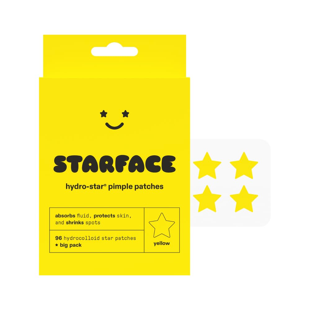 Starface World Hydro-Stars Big Pack, Hydrocolloid Pimple Patches, Absorb Fluid and Reduce Redness, Cute Star Shape, Cruelty-Free Skincare (96 Count)