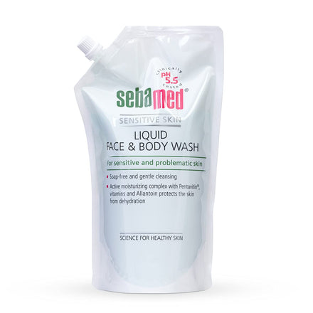Sebamed Liquid Face & Body Wash | 1L Refill Pack | Soap Free Gentle Cleansing | Sensitive & Problematic Skin