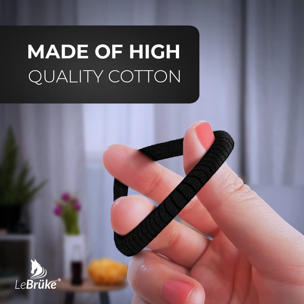 Lebrüke® 50 Hair Bobbles Black – Premium Elastic Bands Hair Bands – Elastic and Cotton – Elastic Bands for Women and Girls Bun – Hair Band Ponytail Rubber