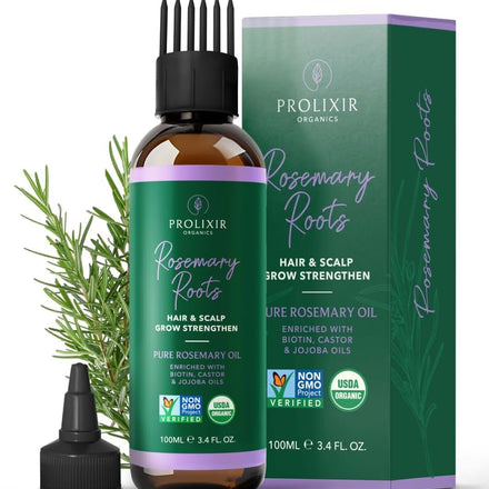 Organic Rosemary Hair Growth Oil with Castor, Jojoba, and Argan Oils – Biotin-Infused Scalp Treatment for Dry, Damaged, and Frizzy Hair – 100ml