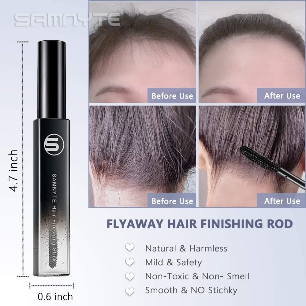 Samnyte Hair Finishing Stick, (4 Pack) Flyaway Stick for Baby Hair, Natural Moisturizing & Shiny Hair Mascara for Flyaways, Non-greasy