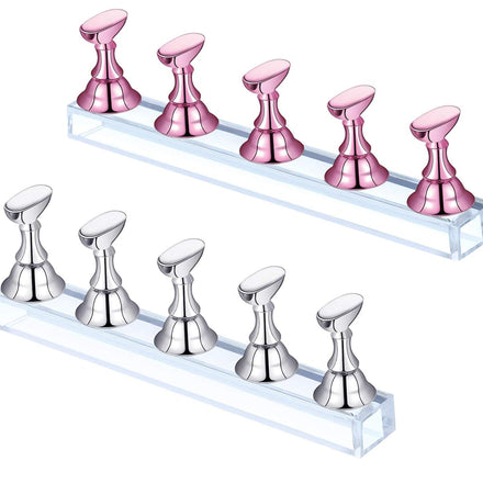 Rotupap 2 Sets Nail Stand Display - Magnetic Nail Tips Stand - Acrylic Nail Art Practice Stands - Acrylic Nail Display Stand,Nail Practice Holders,Nail Stands for Painting Nails for Homes and Salons