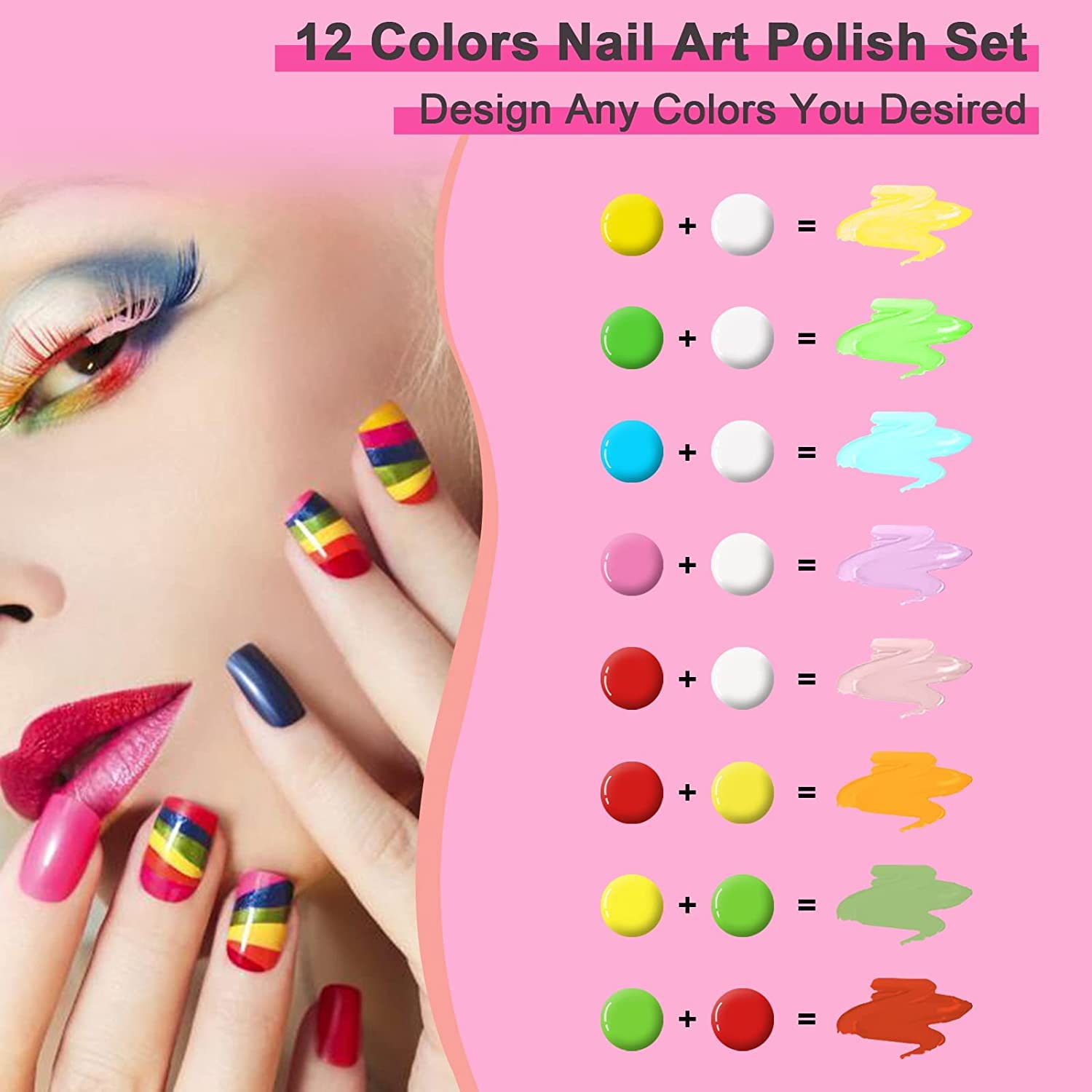 GOICC 12-Colour Gel Liner Nail Art Set For Girls– Painted Gel Polish Kit for DIY Nail Art Design, French Tips & Salon Use, 8ml