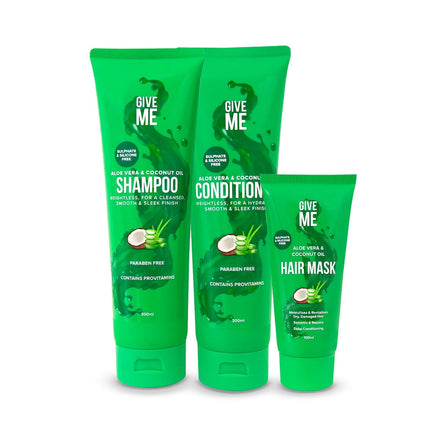 Give Me Cosmetics, Shampoo and Conditioner Sets, with Hair Mask, Aloe Vera & Coconut Oil, for Dry Damaged, Silicone, Sulphate & Paraben Free, Haircare Gift Set for Teenage Girls Women