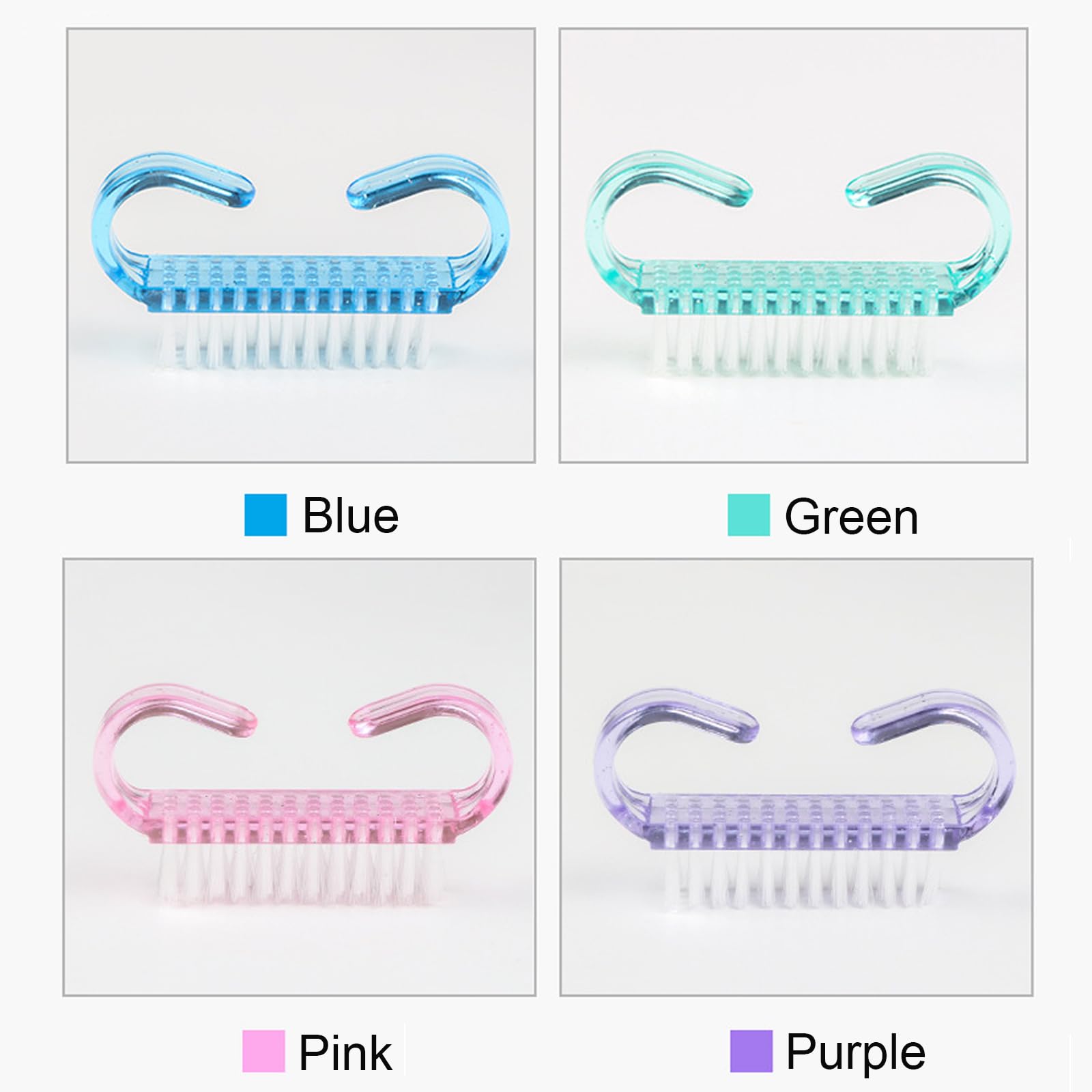 Geebymol Nail Brush 8 Pcs Mini Handle Nail Brush Hand Scrubbing Cleaning Brush Fingernail Brushes Plastic Clean Brush, Kids Nail Scrubbing Brushes for Cleaning Nails(Blue, Green, Pink, Purple)