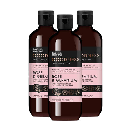 Baylis & Harding Goodness Bath Soak, Rose & Geranium Scent. Natural Bath Soak, 98% Naturally Derived, Dermatologist Approved, Vegan.