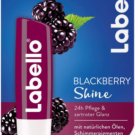 Labello Blackberry Shine in confezione da 1 (1 x 4,8 g), matita per la cura delle labbra con delicata lucentezza rossa e pigmenti brillanti, cura delle labbra senza oli minerali