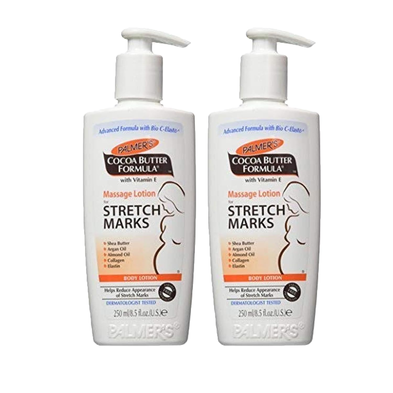 Palmer's Stretch Mark Lotion -Advanced Stretch Mark Removal Formula with Cocoa Butter - Anti Stretch Mark Lotion Pregnancy 250ML Pack of 2