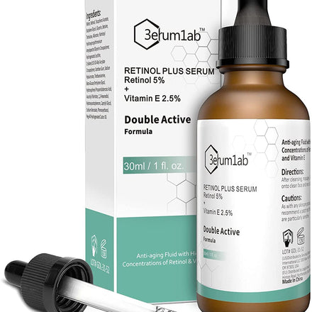Retinol Serum High Strength for Face and Skin, Unique Double Active Ingredients of 5% Retinol & 2.5% Vitamin E, Outstanding Synthetic Effect to Reduce Wrinkle, and Dark Circle (Retinol Serum)
