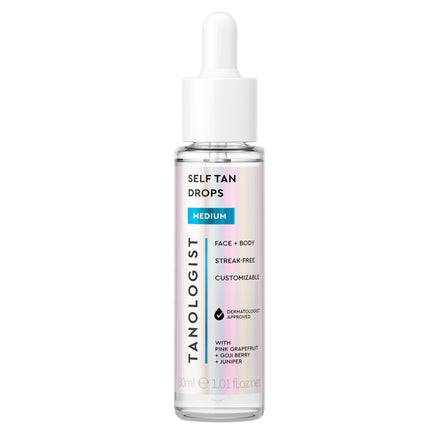 Tanologist Self Tan Drops Medium (30 ml) Add Self Tanning Drops to Skin Care For Sensitive Skin Dermatologist Approved Clean Ingredients & Vegan