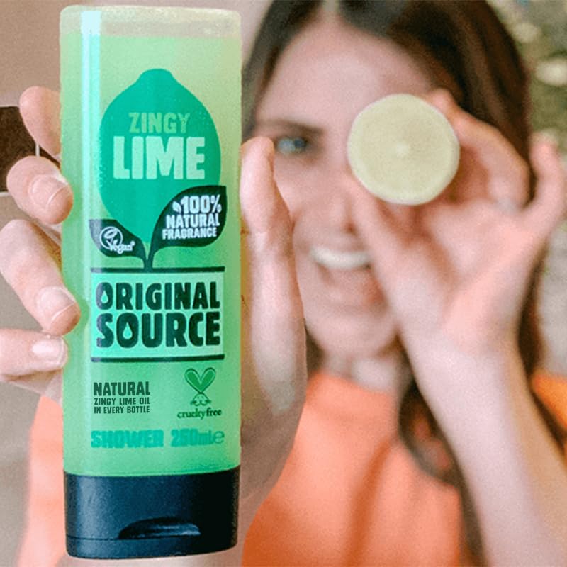 Original Source Lime Shower Gel with 100% Natural Fragrance, Vegan Shower Gel, Paraben Free Body Shower Wash, 8.45 Fl Oz (Pack of 6)