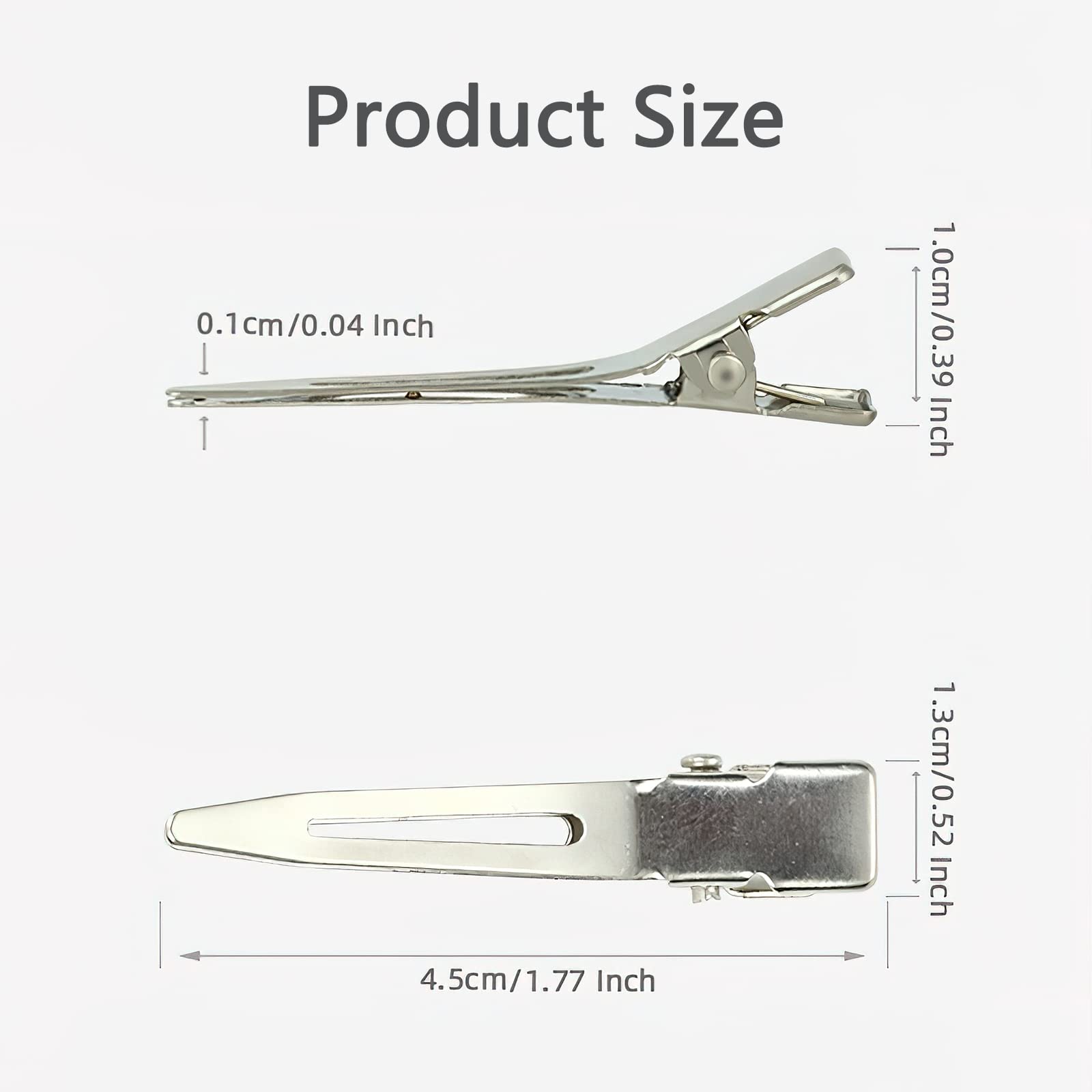 50 Pcs Metal Duck Billed Hair Clips for Women Styling Sectioning, Gingbiss 1.8" Silver Hairdressing Single Prong Curl Clips with Storge Box, Alligator Clips Hair Pins for Hair Salon, Barber, DIY