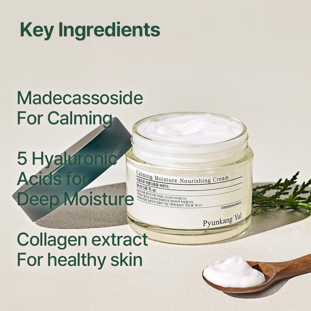 [PKY] Pyunkang Yul Calming Moisture Nourishing Cream for Glow & Elasticity, Ceramides & Hyaluronic Acid; Skin Soothing with CICA & Tea Tree (1.69 fl.oz, 50ml)