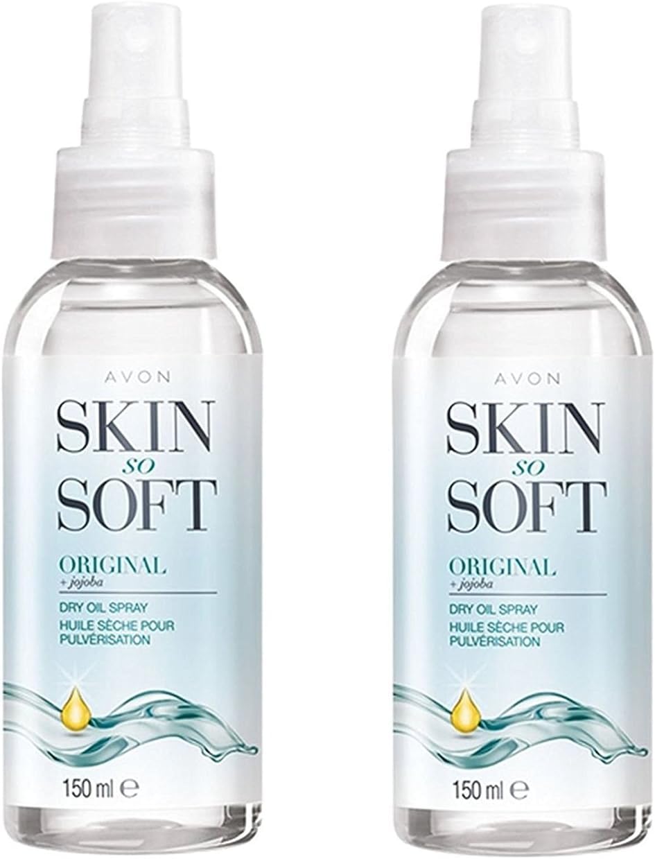 2 x Avon Standard Skin So Soft Dry Oil Spray 150ml, Formulated with Jojoba Oil and Vitamin E to Lock in Moisture, 2 x 150ml