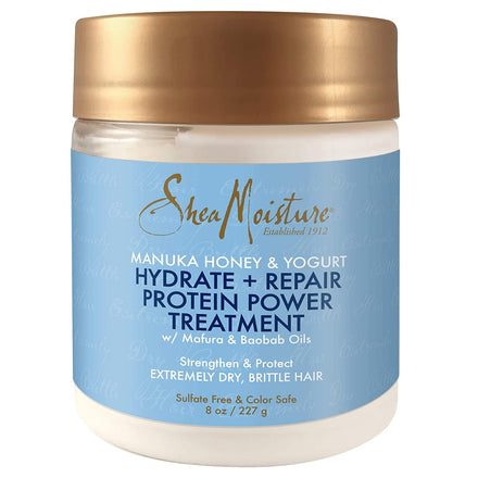SheaMoisture Hair Mask - Manuka Honey & Yogurt, Hydrate + Repair Protein Power Treatment, Hair Treatment for Dry, Damaged Hair Care with Organic Shea Butter & Castor Oil for Hair, 8 Oz