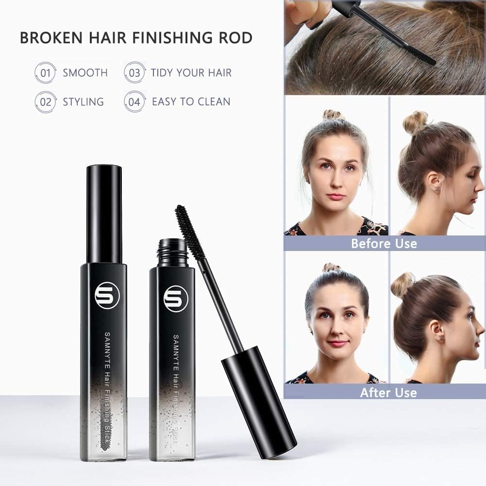 Samnyte Hair Finishing Stick, (4 Pack) Flyaway Stick for Baby Hair, Natural Moisturizing & Shiny Hair Mascara for Flyaways, Non-greasy