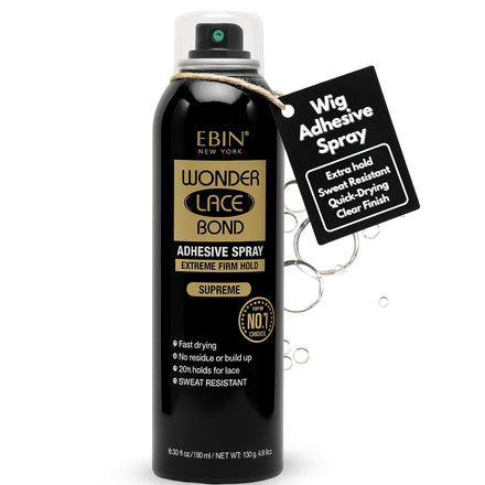 EBIN NEW YORK Wonder Lace Bond Adhesive Spray Supreme - Extreme Firm Hold 180ml | Supreme Use, Fast Drying, No Residue, No Build-up, Powerful Hold, All-day Hold, Easy Daily Wig Install