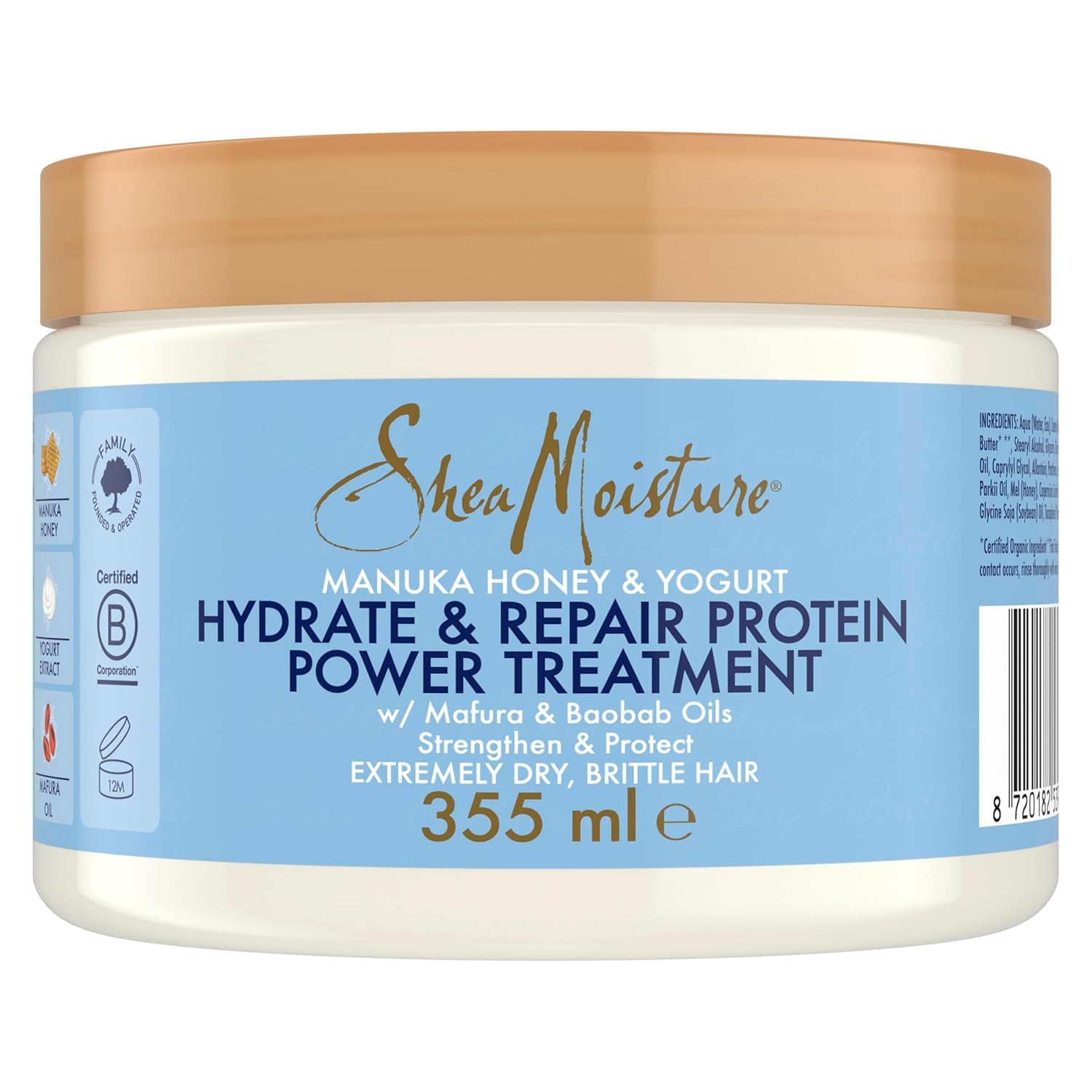 SheaMoisture Manuka Honey & Yoghurt Hydrate & Repair Protein Power Hair Mask Treatment sulphate & silicone free for extremely dry, brittle curly hair 355 ml