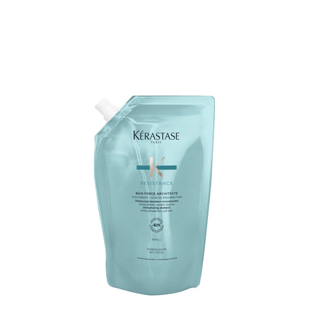 Kerastase Resistance Shampoo Force Architecte Refill Pouch - Revives Brittle Hair, Strengthens & Prevents Breakage, For Damaged Hair, 500ml