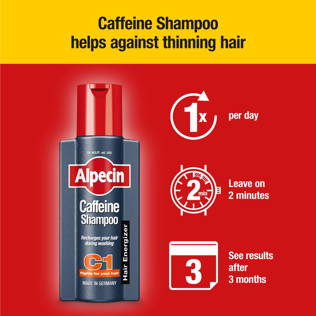Alpecin Caffeine Shampoo C1 and Liquid | Natural Hair Growth for Men | Energizer for Strong Hair | Hair Care for Men Made in Germany | Set of 250ml Shampoo and 200ml Liquid