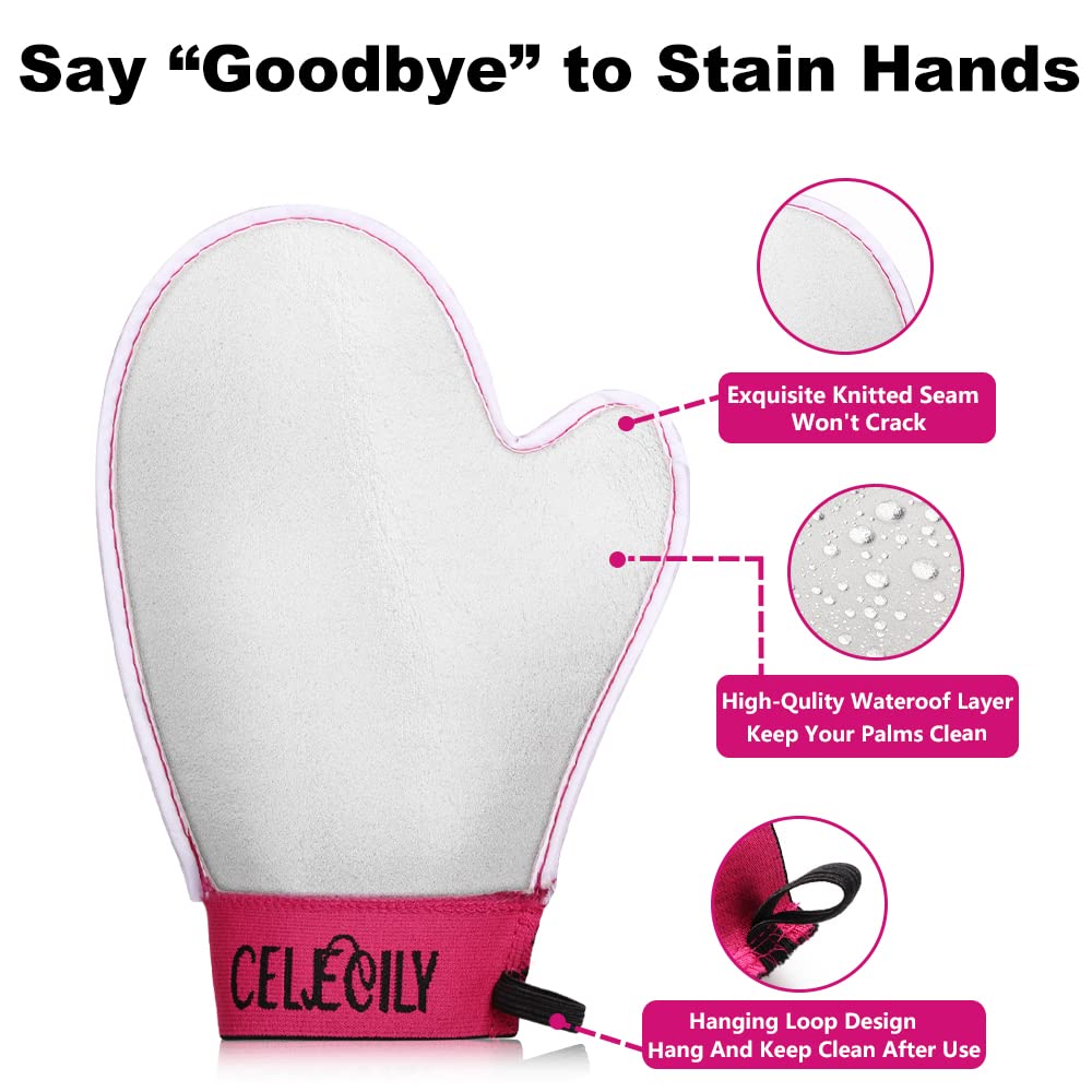 CeleCily Self Tanning Mitt Applicator - Mitten With Thumb and Cuff, Mitts Tanner, Glove for Tan Applicator, Soft Velvet Tanner 1 Count (Pack of 1)