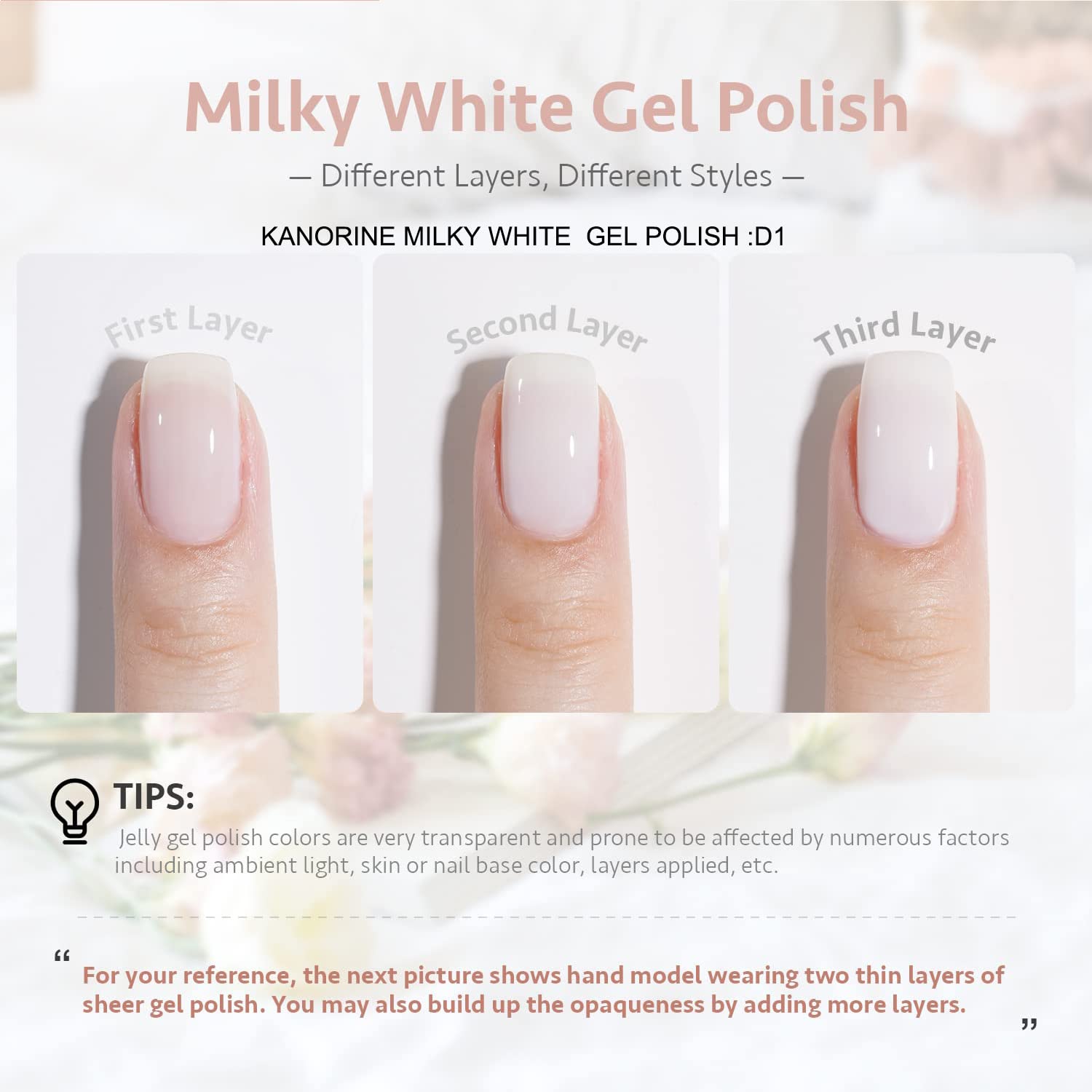 Kanorine Neutral Gel Nail Polish 15ml Milky White Jelly Gel Polish Set Nude Color Translucent Nail Gel Soak Off UV LED Nail Lamp Jelly Sheer Gel Polish Nail Art Gel 0.5Oz