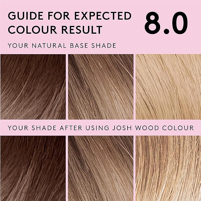 Josh Wood Permanent Colour 8.0 (Dark Blonde) Celebrity-approved ammonia-free - Leaves hair super shiny and hydrated with 100% grey coverage - Natural-looking and Vegan