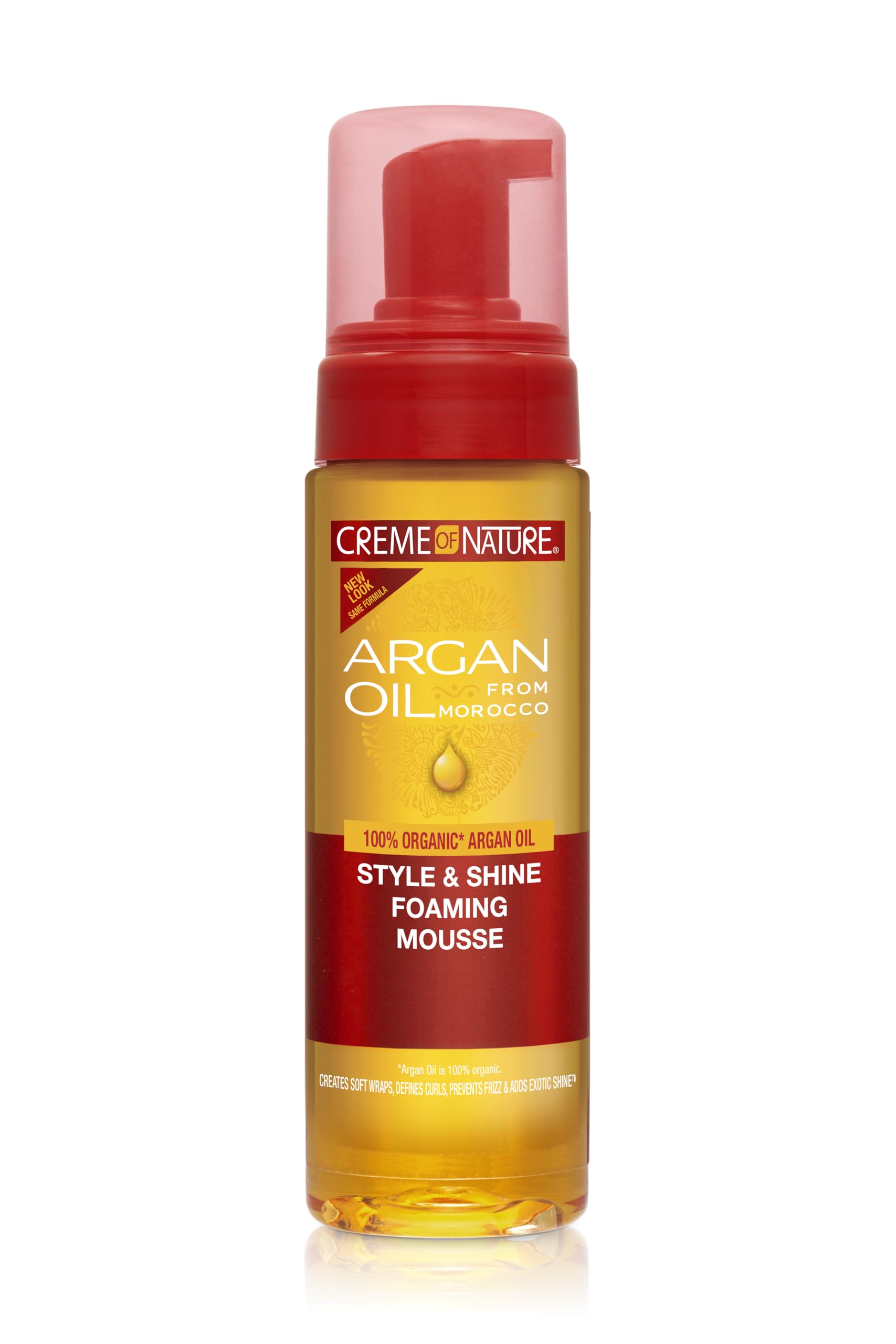 Creme of Nature Argan Oil Foaming Mousse, Style & Shine, Creates Soft Wraps, Defines Curls, Prevents Frizz & Adds Exotic Shine, 7 Fl Oz