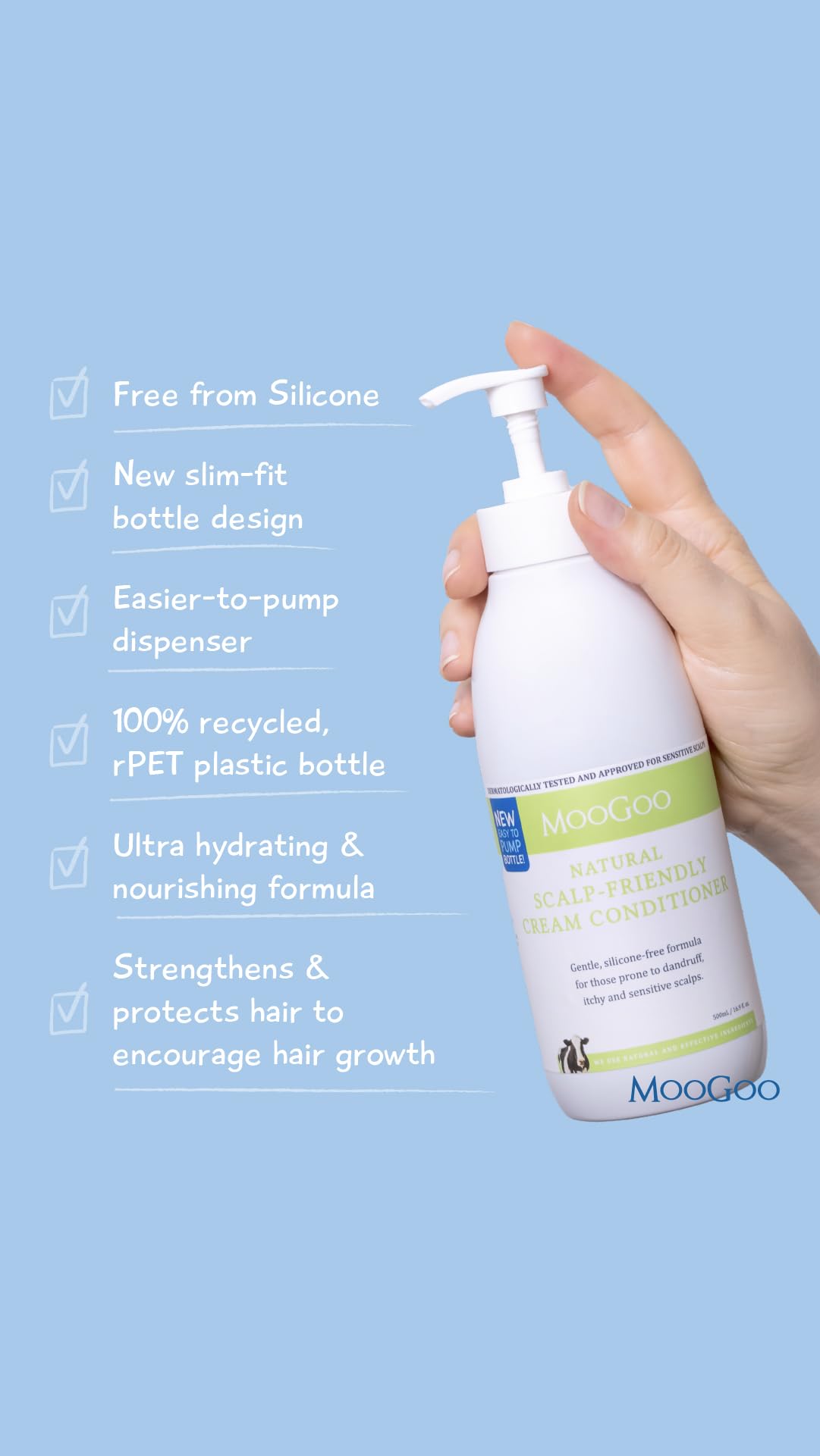 MooGoo Natural Milk Shampoo & Cream Conditioner Pack - For Itchy, Dry, Eczema, Psoriasis & Dandruff Prone Scalps – SLS, Silicone, Sulfate & Paraben Free - Natural & Gentle Formula – 2x 16.9 fl. oz.