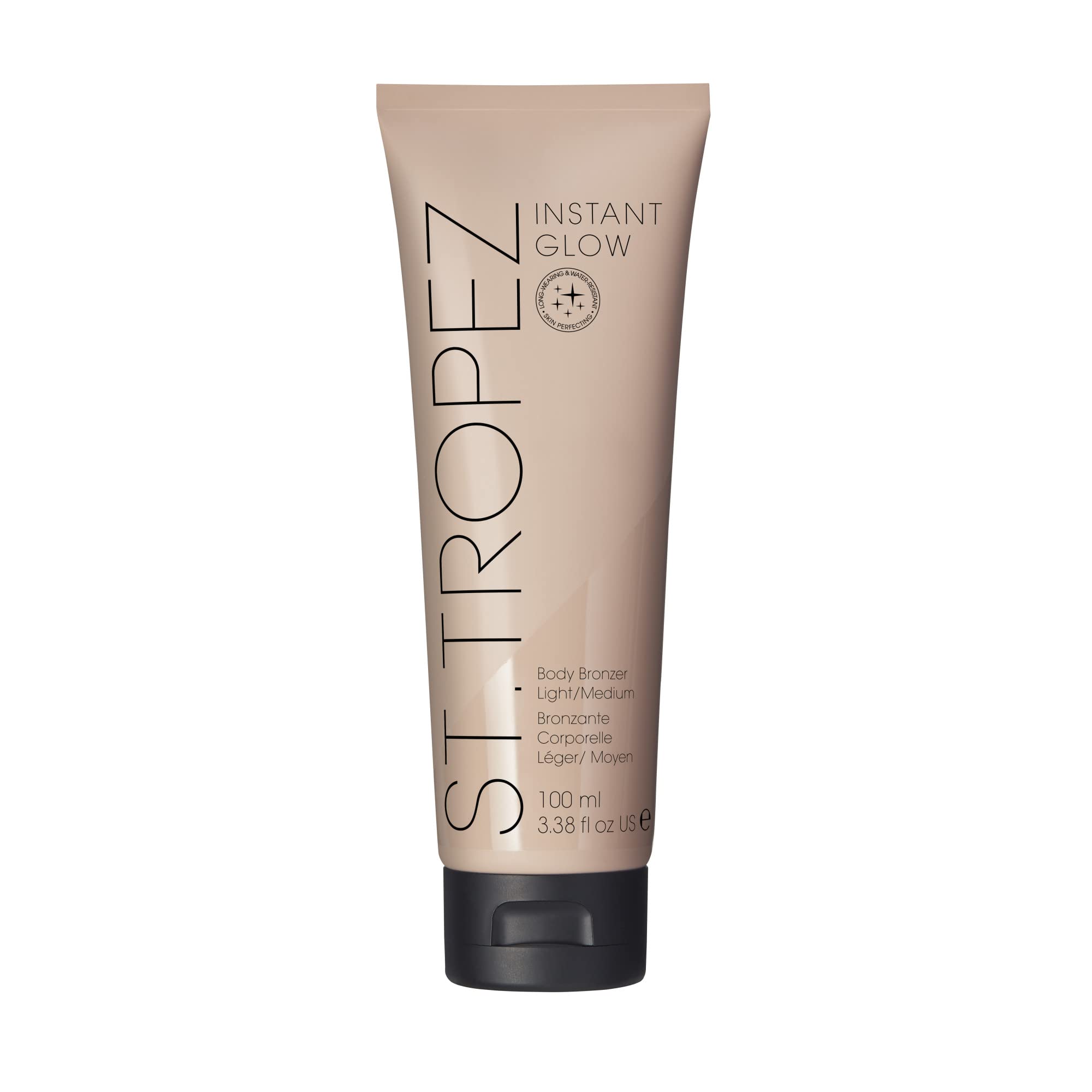St.Tropez Instant Glow Face & Body Bronzer Makeup, Light/ Medium Shade, Smudge-Proof Body Makeup, Vegan, Natural & Cruelty Free, 3.4 Fl Oz
