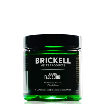 Brickell Men's Renewing Face Scrub for Men, Natural and Organic Deep Exfoliating Facial Scrub Formulated with Jojoba Beads, Coffee Extract and Pumice, 118 mL, Scented