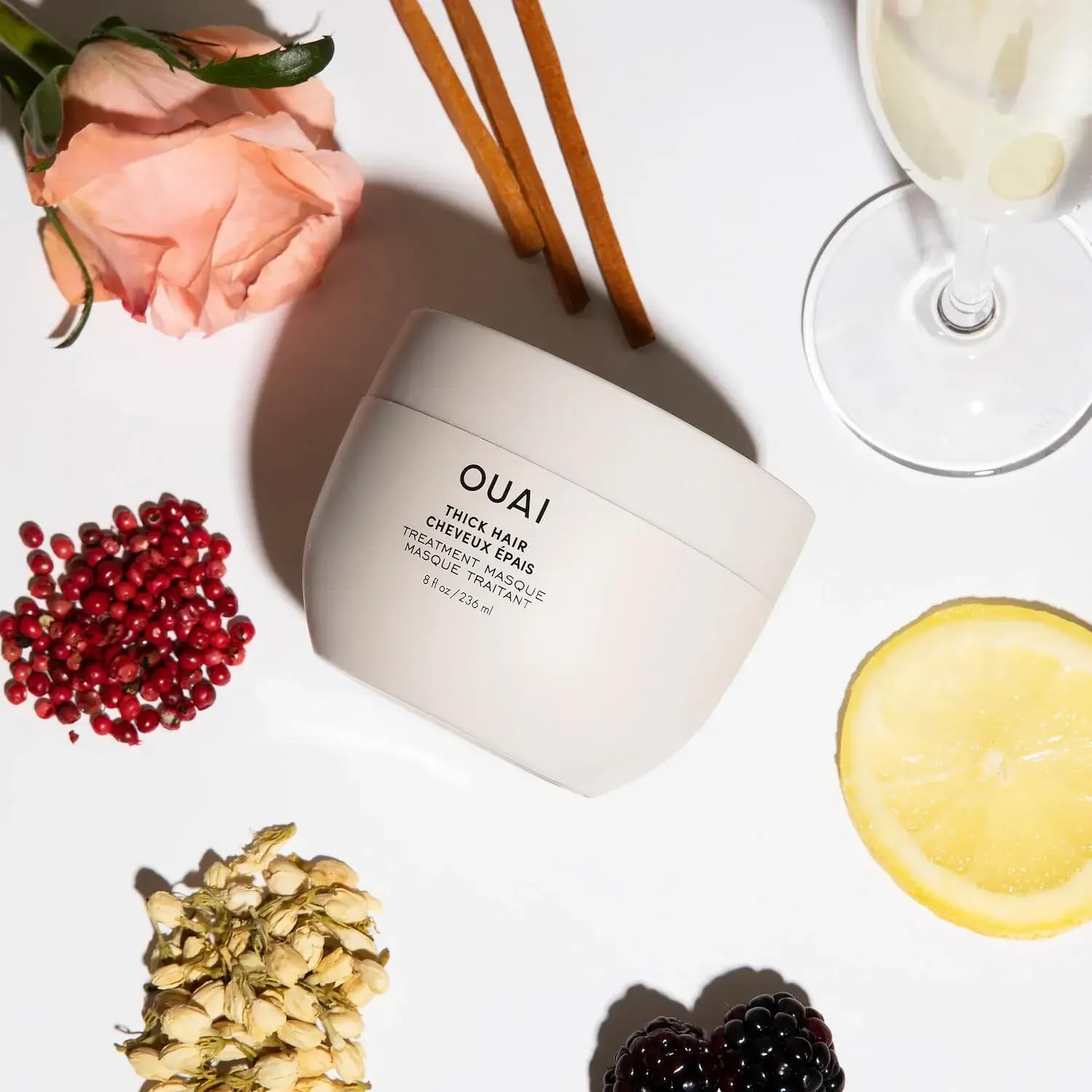 OUAI Thick Hair Treatment Masque - Almond Oil, Olive Oil & Hydrolyzed Keratin to Repair & Restore Damaged Hair - Softens, Smooths & Strengthens - Phthalate & Paraben Free Hair Masque - 236ml
