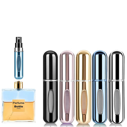 Liphontcta Rosiya Perfume Atomiser pack of 5pcs Perfume Travel Bottle, 5ML Refillable Perfume Spray Bottle Easy to Refill Empty Atomiser Bottle for Purse, Handbag, Pocket and Luggage (Glossy)